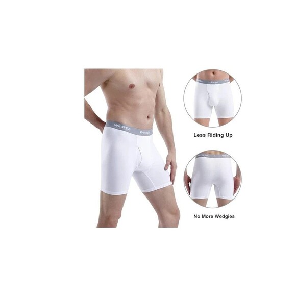 Wirarpa Men's Cotton Boxer Briefs White Open Fly Tag Free Underwear 4 Pack  2XL - Picture 5 of 6